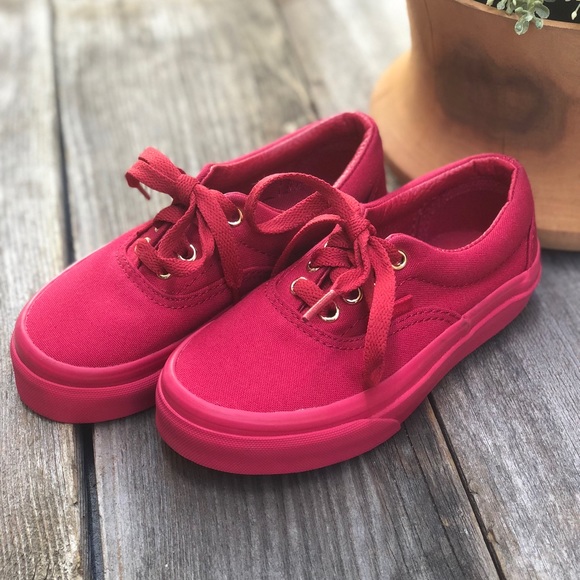solid red slip on vans